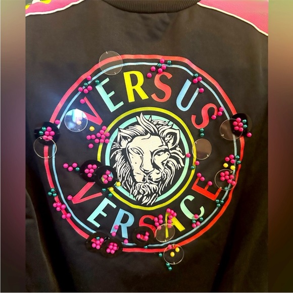Versus Versace Black Bomber Jacket with Graphic Logo - Picture 2 of 9